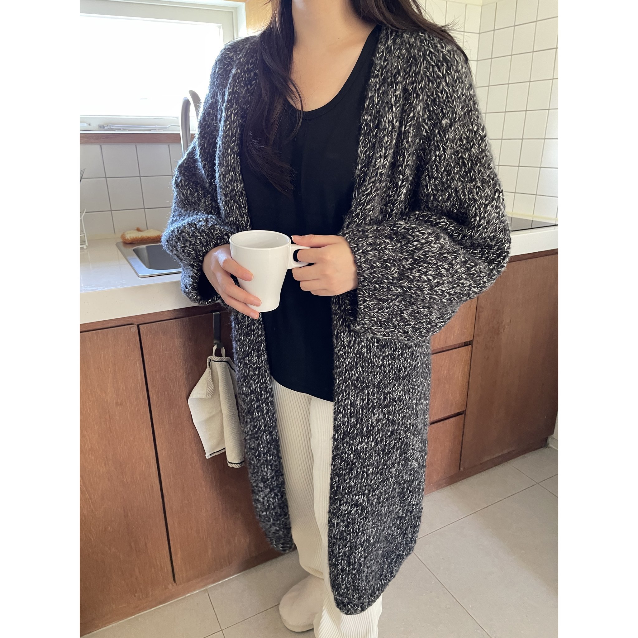 [대바늘패키지] 멜로우 브이넥 롱 가디건 DIY 멜로우얀 탑다운가디건 스웨터 뜨기, 18 오트밀, 1개 상세 이미지 1