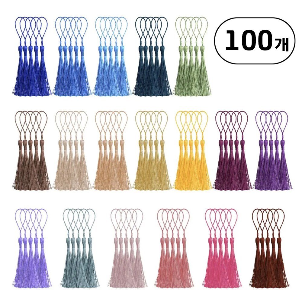 전통 태슬 노리개 장식 태슬 공예 DIY 재료 키링 가방 책갈피 장식 태슬, 100개, 베이직혼합 상세 이미지 1