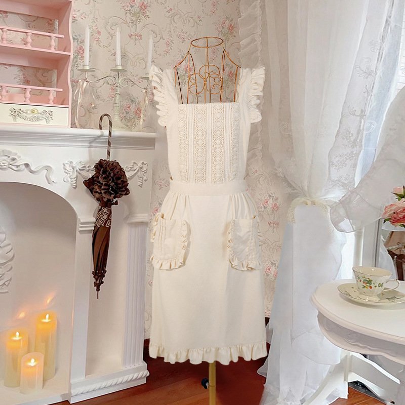 레이스앞치마, 1개, 베이지 상세 이미지 1
