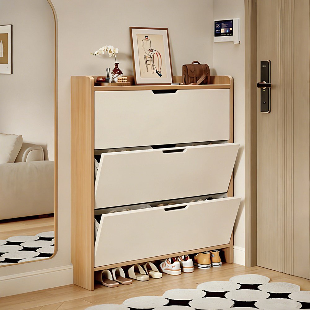 Zzang Room 현관 신발장 틈새 수납 신발장 신발정리대, 3단, 원목색 80cm 상세 이미지 1