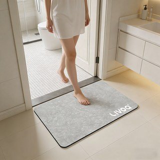 리보아 빨아쓰는 욕실 규조토 발매트 두꺼운 주방 화장실 매트, 그레이할인