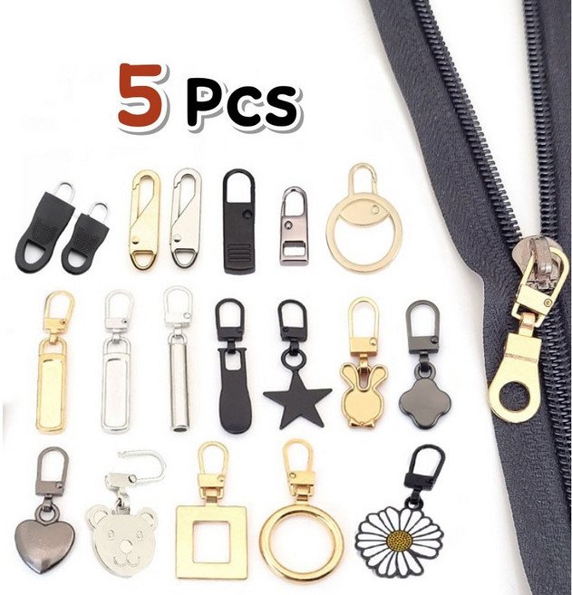 지퍼 고리 손잡이 헤드 풀러 지퍼 수선 수리 메탈 5종 5pcs, 5개, A타입(스몰)