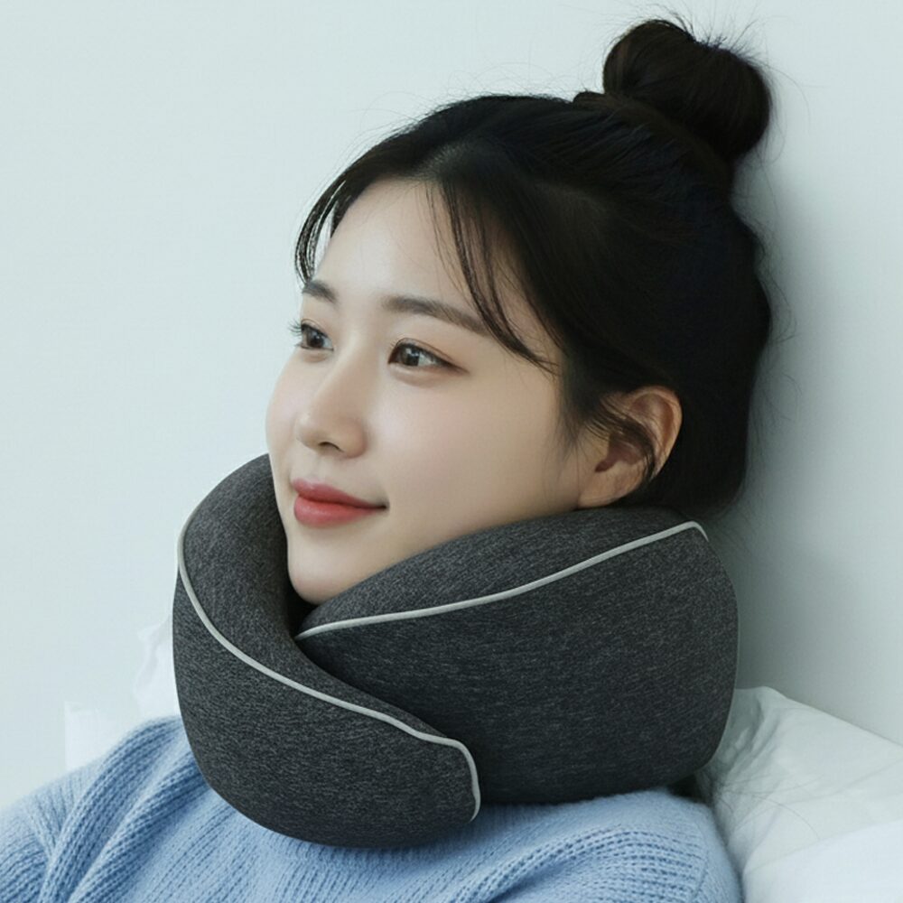 리빙미미 여행용 기내용 목베개 목쿠션 휴대용 메모리폼 여행 기내 승무원, 다크그레이쿠폰할인 상세 이미지 1