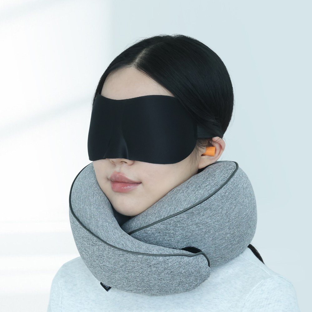 리빙미미 여행용 기내용 목베개 목쿠션 휴대용 메모리폼 여행 기내 승무원, 다크그레이쿠폰할인 상세 이미지 2