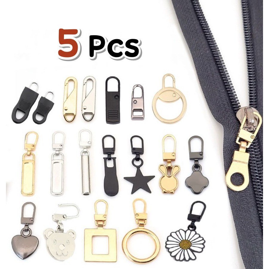 지퍼 고리 손잡이 헤드 풀러 지퍼 수선 수리 메탈 5종 5pcs, 5개, A타입(스몰) 상세 이미지 1
