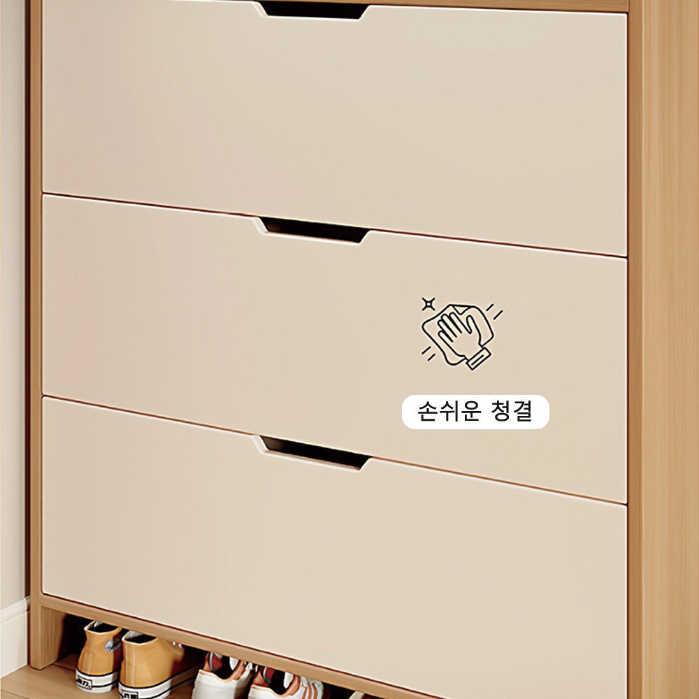 Zzang Room 현관 신발장 틈새 수납 신발장 신발정리대, 3단, 원목색 80cm 상세 이미지 2