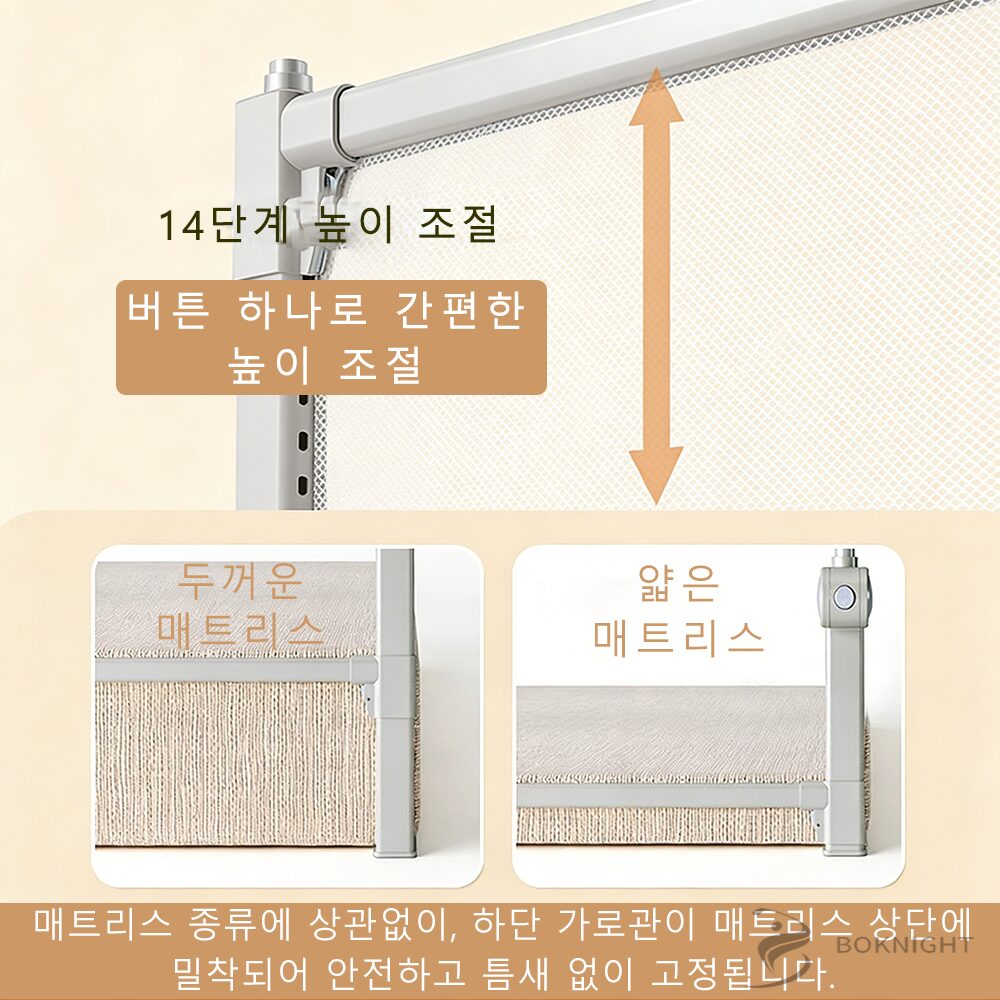 복나이트 침대가드 침대 가드 낙상방지 침대가드 성인노인용 높이조절 침대 안전가드, 1개, 1.5m할인 상세 이미지 2