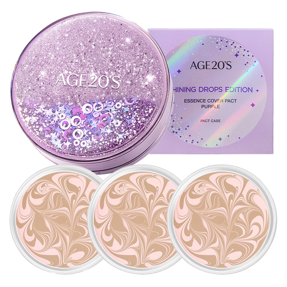 에이지투웨니스 샤이닝 드롭 에디션 뉴오리지널 에센스 커버 팩트 케이스 + 리필 12.5g x 3p, 21호 핑크라떼, 1개 상세 이미지 1