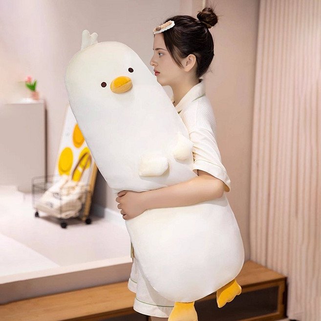 앤티키 병아리 캐릭터 긴 쿠션 바디필로우, 화이트