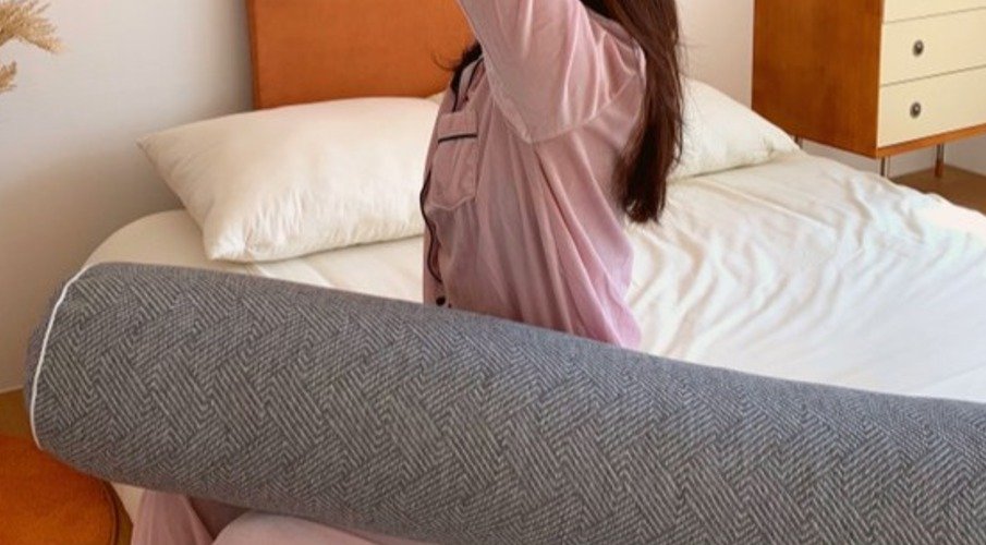 리브숨 누빔 삼중직 바디필로우 솜포함, 그레이 상세 이미지 1
