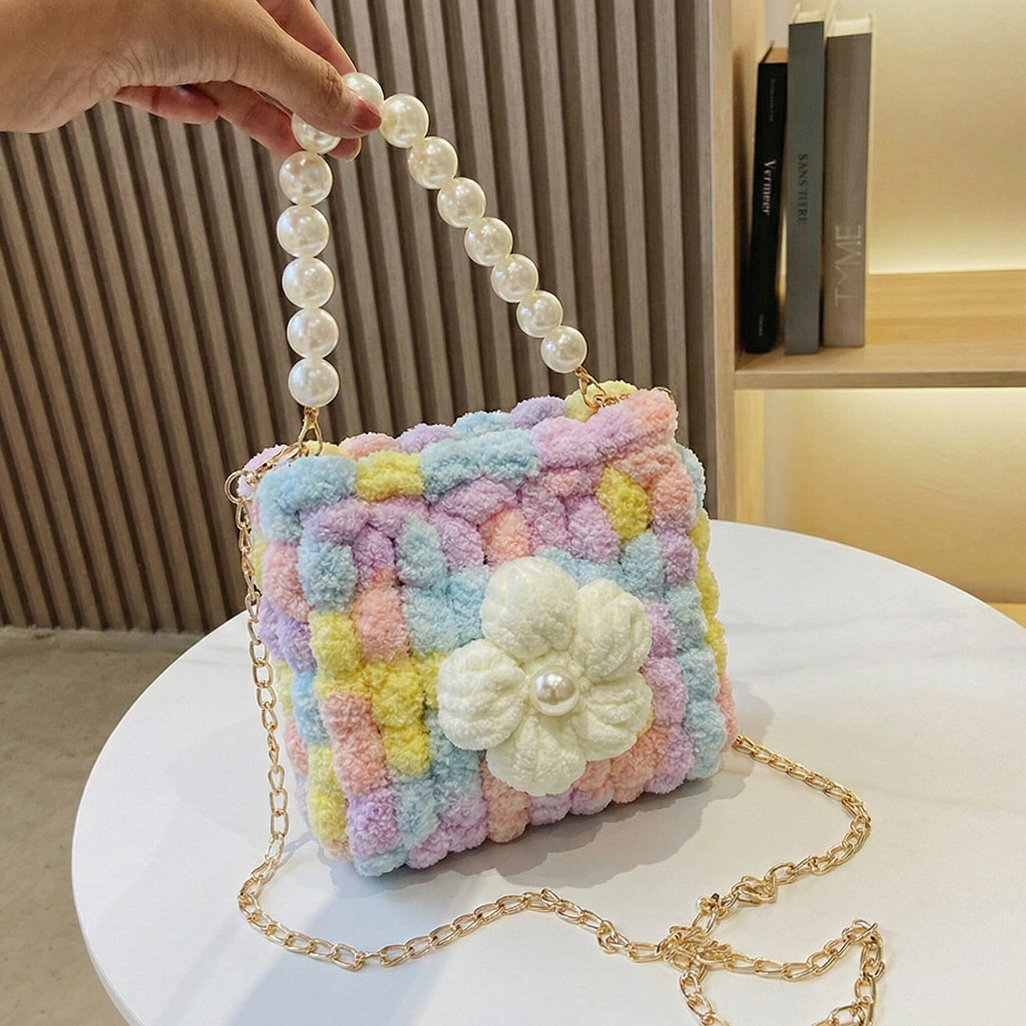 [영상제공] 샤샤벨 네트공예 빅플라워 미니 가방 만들기 diy 재료 세트, 레인보우, 1개할인 상세 이미지 1